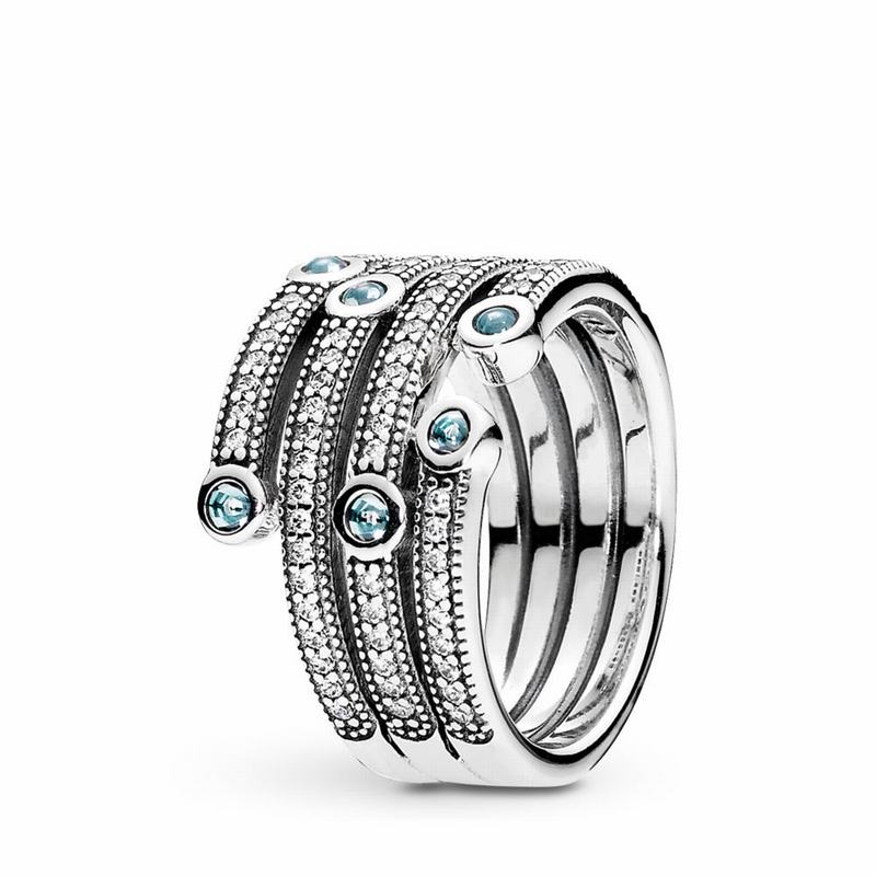 Pandora Shimmering Ocean Statement Ring - Sterling Silver/Cubic Zirconia - Canada | SP3558KC